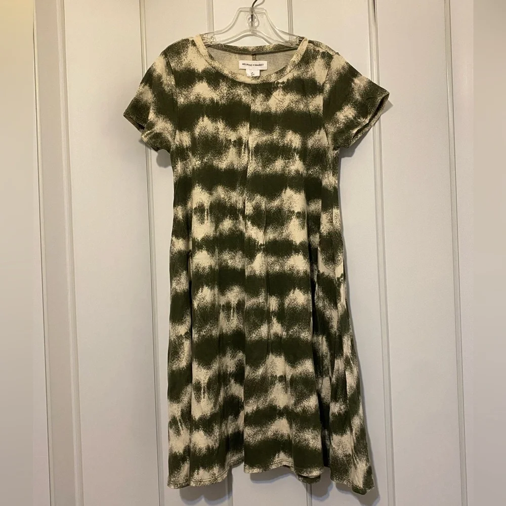 Melrose and Market Olive and Cream Kids Dress